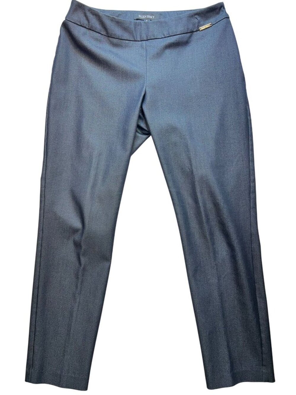 Ellen Tracy Women's Side Zip Dress Pants Flat Front Size 4 Gray Solid Pockets